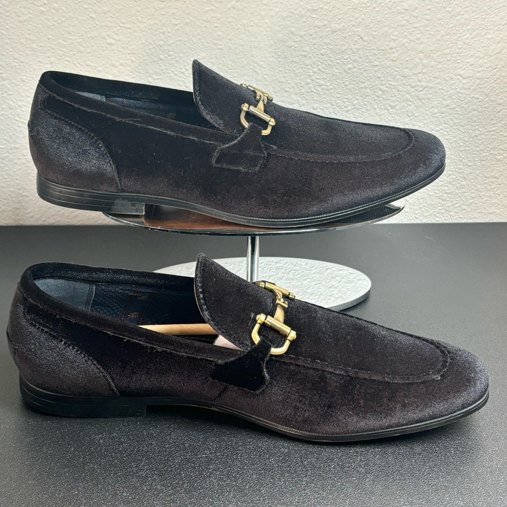 Steve Madden Black Madly Velvet Horsebit Men’s Slip On Loafer Size 9.5